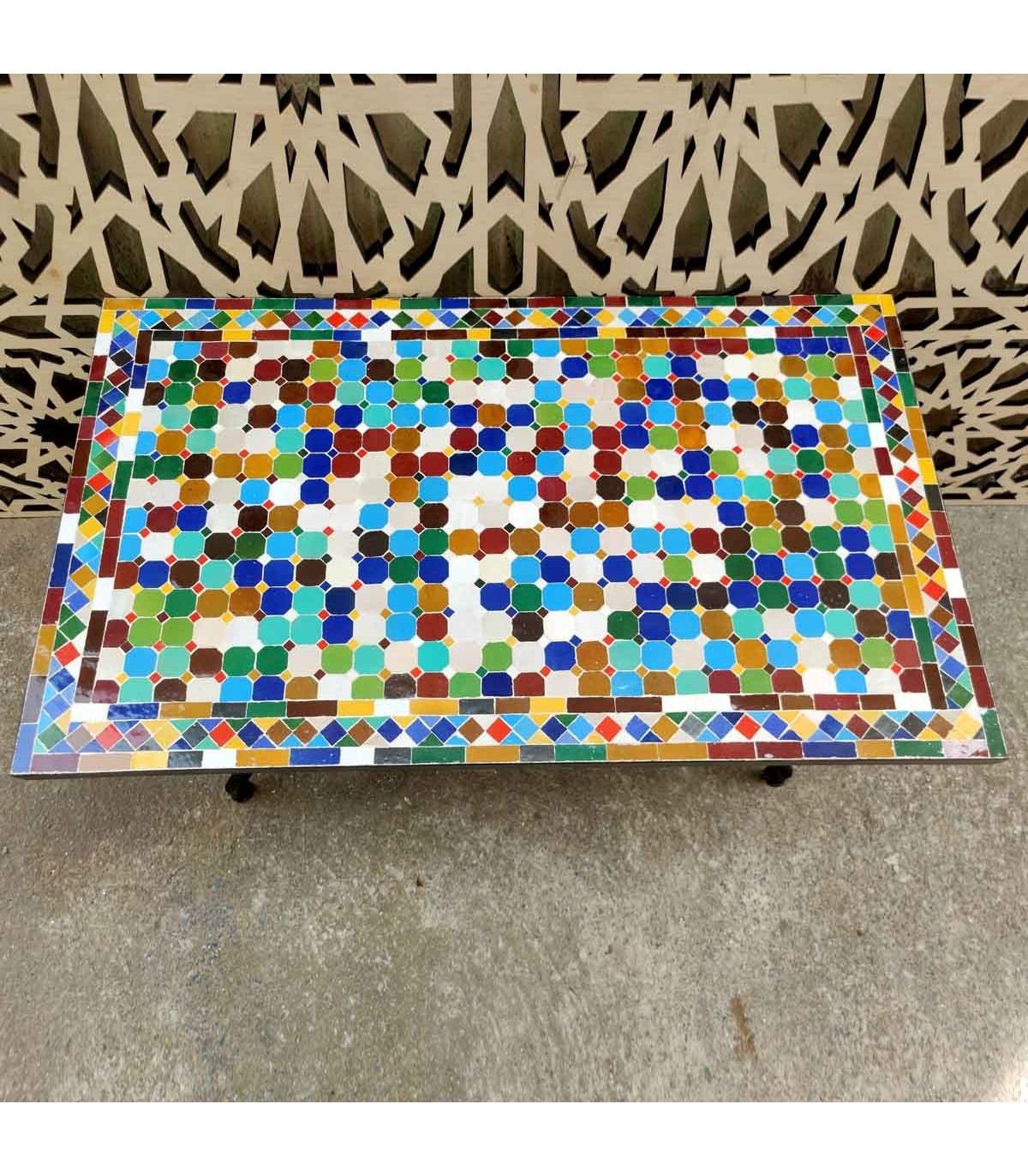 Outdoor-Mosaik-Tisch, Garten, niedrige Terrasse, Chill-out, marokkanisches Kunsthandwerk, andalusische Heimdekoration, Mulawan-M