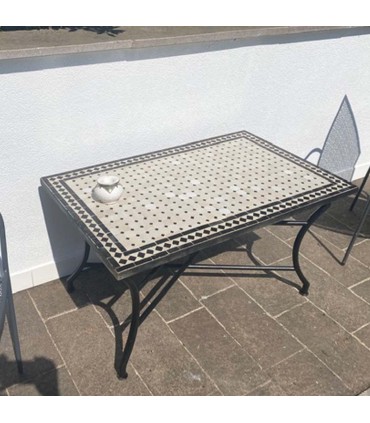 Mesa Mosaico Exterior Jardin Terraza Baja Chill out Artesanía marroquí Decoración Hogar Andalusí Modelo Aadi Aswad