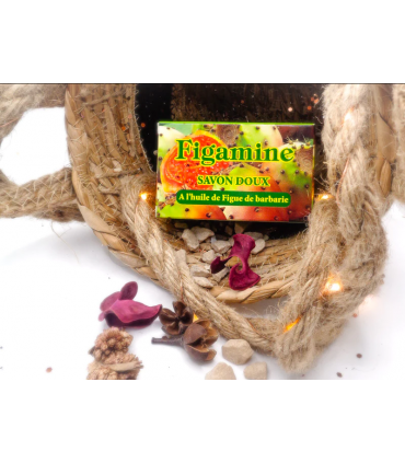 Jabón Suave en Pastilla con Aceite de barbarie Cactus higo chumbo Figamine