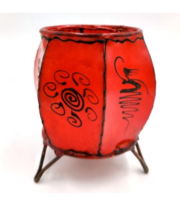 Kerzenhalter aus Leder, bemalt mit Henna – marokkanisches Kunsthandwerk, andalusische Dekoration, Modell Dauratun