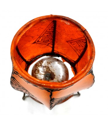 Leather Candle Holder Painted with Henna - Moroccan Crafts Andalusian Decoration Dauratun Model