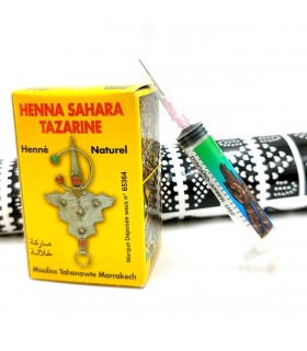Kit Tatouage Temporaire Naturel Henné Marocain Tazarine + Pochoir + Seringue
