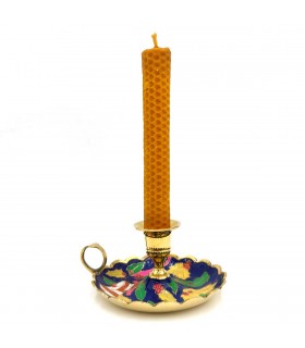 Palmatoria Kerzenhalter, bemalter Bronzekandelaber im Noel-Stil
