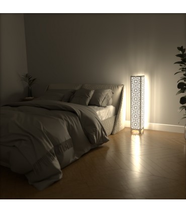 Lampara de Pie de Suelo Madera Iluminación Andalusí Modelo Minara Alhambra