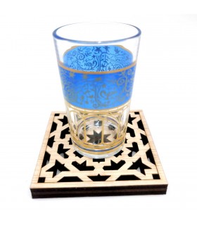 Pacchetto 6 x Sottobicchieri in legno a griglia taglio laser 9cm x 9cm x 1cm di spessore