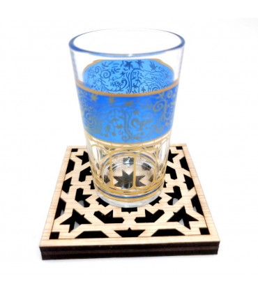 Pacchetto 6 x Sottobicchieri in legno a griglia taglio laser 9cm x 9cm x 1cm di spessore