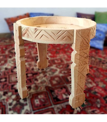Chakki Low Carved Wood Grinder Table - Khashab Beldi Model