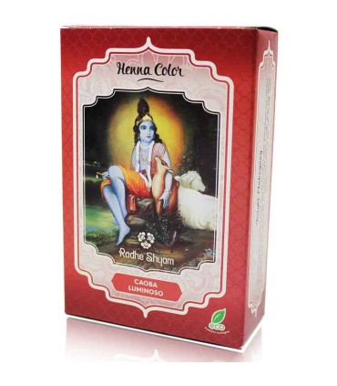 Polvere di mogano luminoso Henna Radhe: tintura naturale e sana per capelli rossastri lucenti