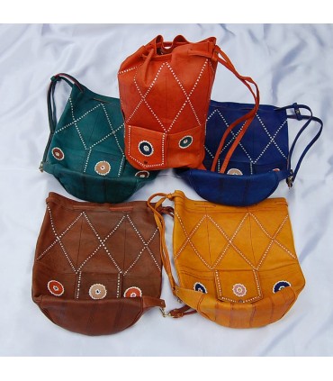 Bolsa artesão de couro - Congo - Várias Cores - 2 Tamanhos