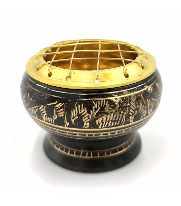 Black Engraved Bronze Censer - Grids - NEW Public