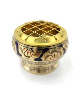 Incensário de Bronze Gravado - Várias Cores - Grelhas