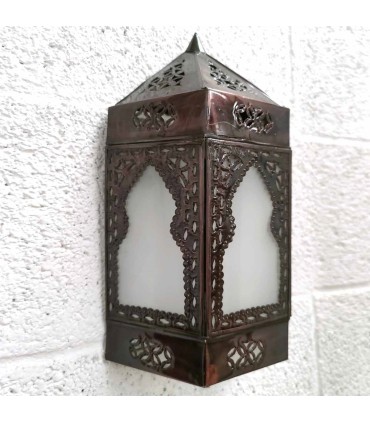 Candeeiro de parede interior Vidro e Metal - Decoração Árabe Andaluza - Modelo Bab Alkauzar ABIAD