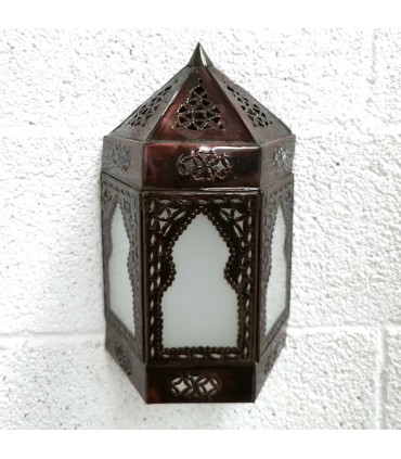 Aplique Interior Pared Cristal y Metal - Decoración Árabe Andalusí - Modelo Bab Alkauzar ABIAD