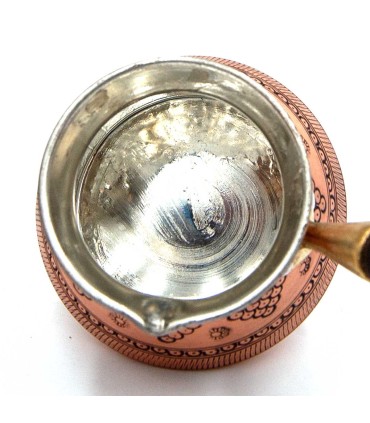 Engraved Copper Handmade Turkish Cezve Coffee Pot with Wooden Handle - Set of 3 Sizes