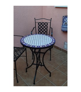 Tavolo Mosaico Artigianale di FEZ - Modello TANGER - Tradizione Ancestrale di Al-Andalus