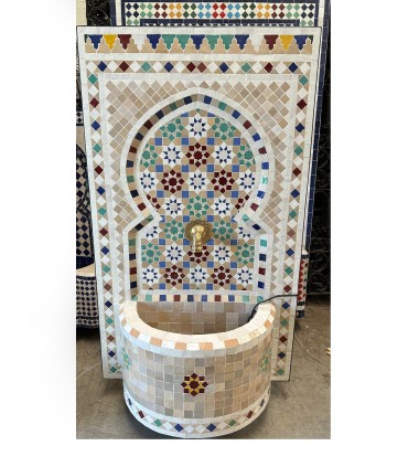 Fonte Mosaico Artesanal de Fez - Elegância Tradicional para o seu Espaço - 100 x 60 cm - Modelo DAR MULAWAN