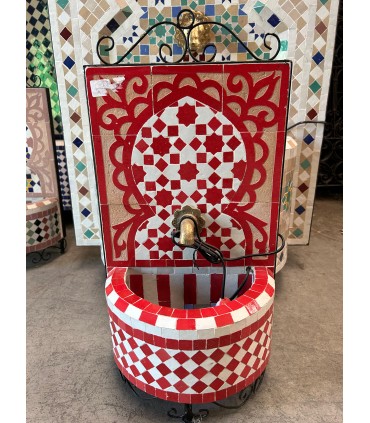 Fuente Zellige Marroquí: La Joya del Azulejo Artesanal en Fez - Modelo Khamra - 50 cm