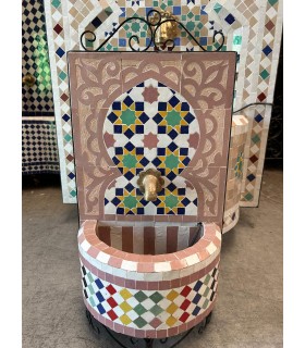 Marokkanischer Zellige-Brunnen: Das Juwel der handwerklichen Fliese in Fes – Khamra-Modell – 50 cm