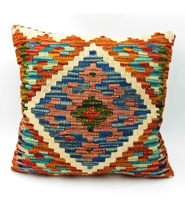 Funda Cojín Kilim Tradicional de Afganistán: Hecho a Mano y Teñido Naturalmente