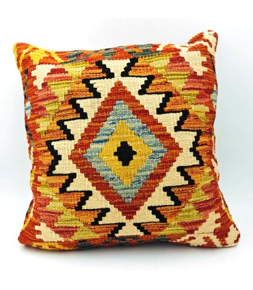 Funda Cojín Kilim Tradicional de Afganistán: Hecho a Mano y Teñido Naturalmente