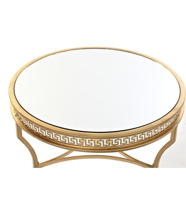 Orientalischer Beistelltisch aus durchbrochenem Metall und Spiegelglas – Gold