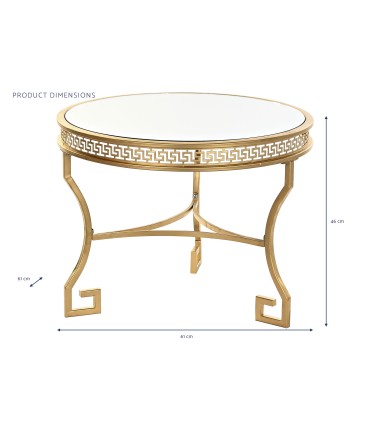 Orientalischer Beistelltisch aus durchbrochenem Metall und Spiegelglas – Gold