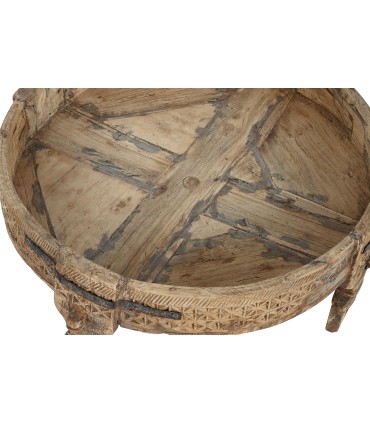 Antique Imitation Carved Wooden Table - Natural 65x65x26 cm, Ideal for Arabic Tarba Type Low Sofa