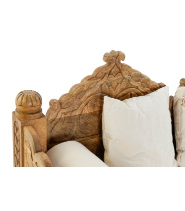 Divano in legno di mango con materasso e cuscini in poliestere - Modello Marahá Stile orientale indiano 190x77x90 cm