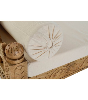 Canapé en Manguier avec Matelas et Coussins en Polyester - Modèle Marahá Style Oriental Indien 190x77x90 cm