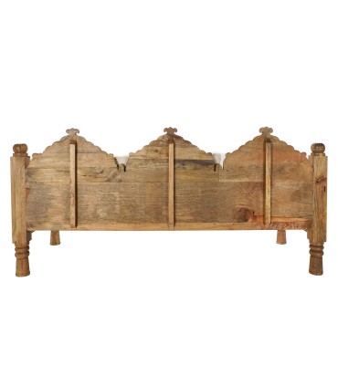 Canapé en Manguier avec Matelas et Coussins en Polyester - Modèle Marahá Style Oriental Indien 190x77x90 cm