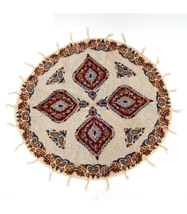 Tappeto Rotondo Artigianale in Cotone 50 cm - Fatto a Mano con Coloranti Vegetali e Motivi Floreali Unici