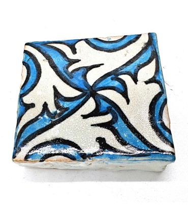 Piastrella in ceramica marocchina smaltata in stile andaluso - Mosaico Zellige Nazari - Dipinto a mano 5 x 5 cm - Arti