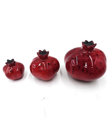 Pack of 3 Handmade Ceramic Pomegranates, Red Pomegranate