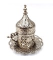 Tazza e piattino per tè o caffè turco - Argento - Modello Antalya