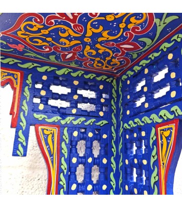 Étagère d'angle artisanale en bois - Peinte à la main avec un design andalou - Modèle RUKNIA