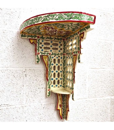Handgefertigtes Holz-Eckregal - Handbemalt mit Andalusischem Design - Modell RUKNIA