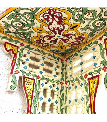 Estantería Esquinera Artesanal de Madera – Pintada a Mano con Diseño Andalusí - Modelo RUKNIA