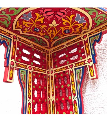 Étagère d'angle artisanale en bois - Peinte à la main avec un design andalou - Modèle RUKNIA