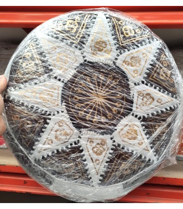 Puff Árabe Cuero 100% Relleno incluido - Artesanía Marroquí - Modelo Laun/RELLENO