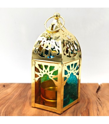 Candil Árabe Calado - Dorado - Vela - 12 cm x 7 cm - Modelo 600