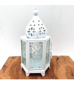 Farolillo Árabe Calado - Blanco - Vela - 18 cm x 9 cm - Modelo 953