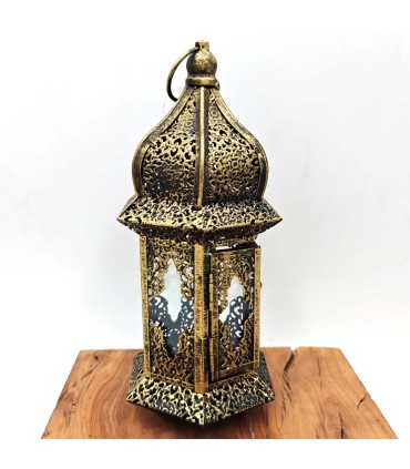 Candil Árabe Calado - Dorado Envejecido - 26 cm x 12 cm - Modelo 036