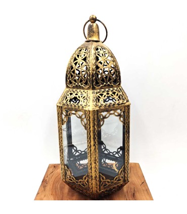 Candil Árabe Calado - Dorado Envejecido - 35 cm x 16 cm - Modelo 040