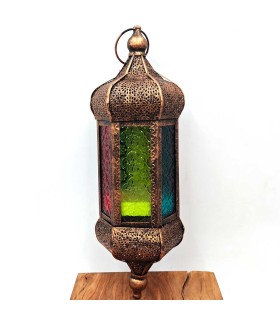 Lampe Arabe Ajourée à suspendre - Cuivre vieilli - 42 cm x 15 cm - Modèle 983