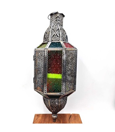 Durchbrochene Arabische Hängelampe - Gealtertes Silber - 55 cm x 20 cm - Modell 949