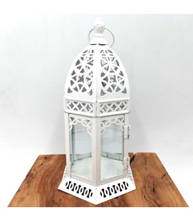 Fanale Arabo Traforato - Bianco - 25 cm x 12 cm - Modello 042