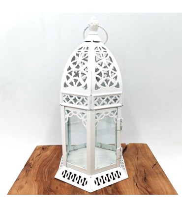 Arab Openwork Lantern - White - 25 cm x 12 cm - Model 042