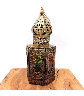 Arabische Durchbrochene Laterne - Gealtertes Gold - 23 cm x 8,5 cm - Modell 933