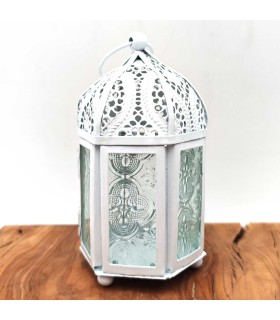 Arabian Carved Lantern - White - 15 cm x 8 cm - Model 943