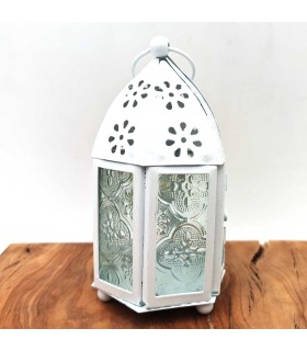 Lanterna Árabe Vazada - Branco - 15 cm x 8 cm - Modelo 941